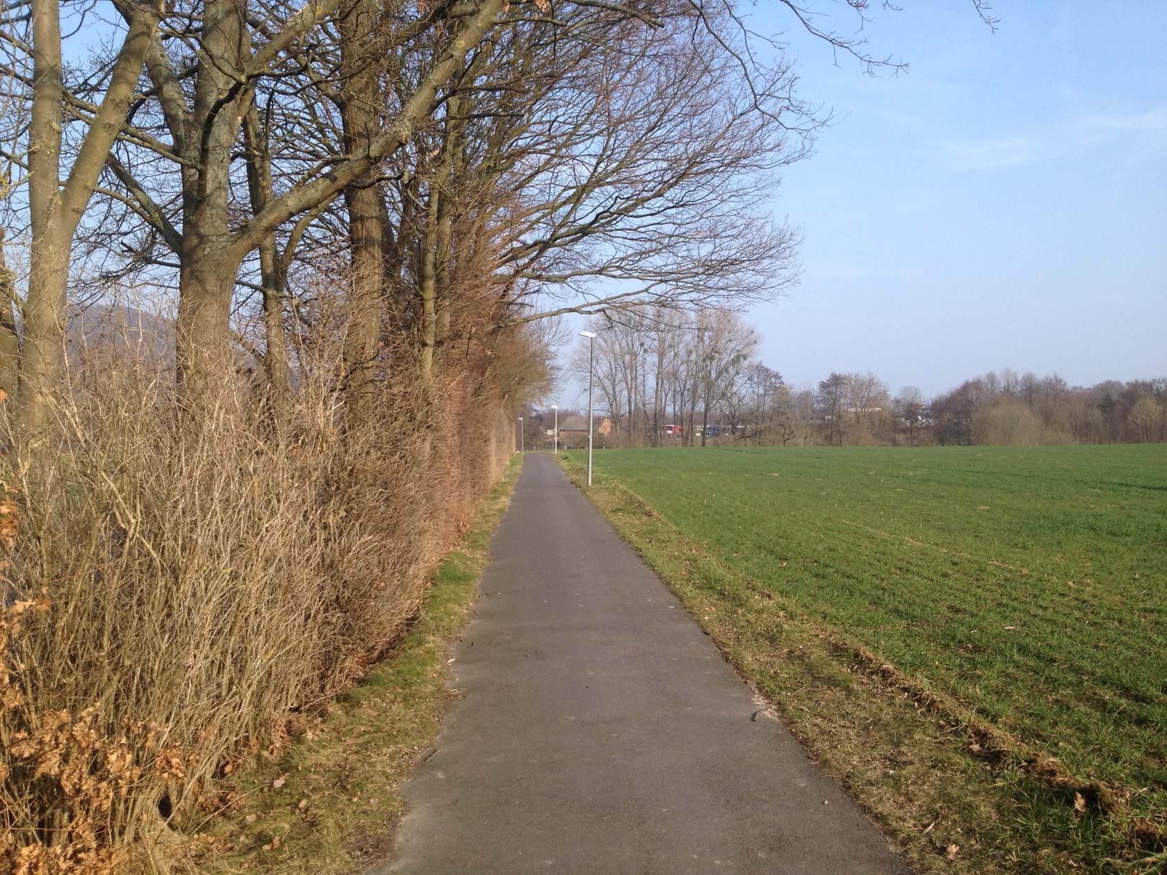 Fachwerkhäuser am Bachlauf, bewaldete Hügel im Ahnetal